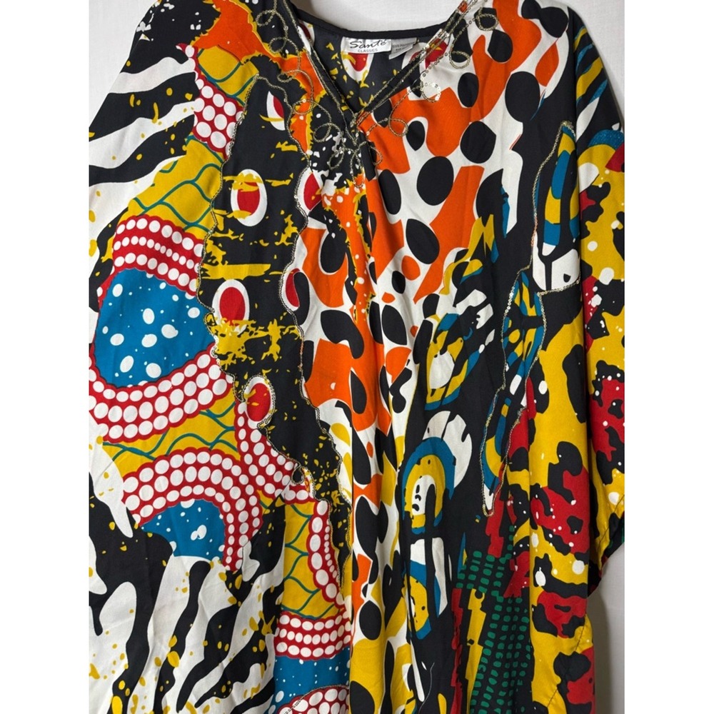Sante Women Maxi Kaftan MuMu Resort Multi Print Sequin Cruise Maximalist Lounge - Picture 9 of 12